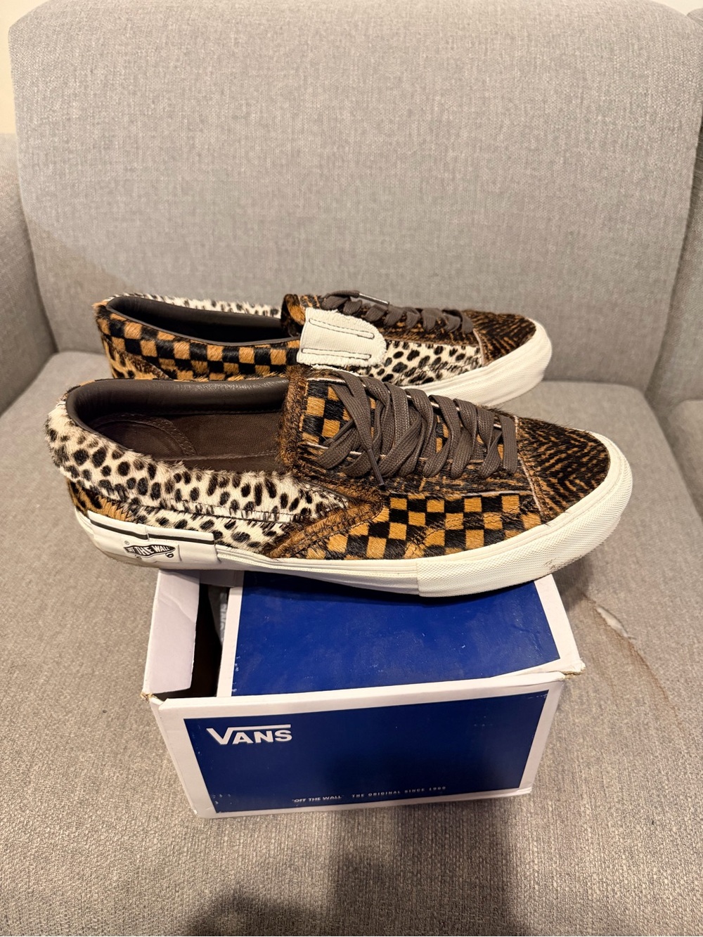 Vans Low Top Mixed Print Sneakers - Brown, Black & Cream - Picture 2 of 5